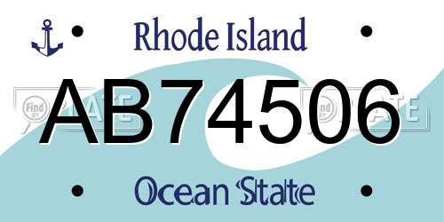 AB74506 Rhode Island License Plate