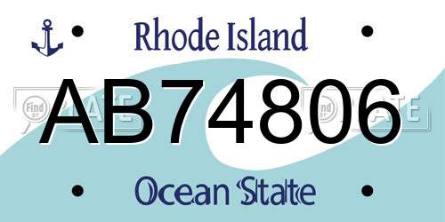 AB74806 Rhode Island License Plate