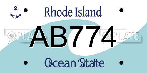 AB774 Rhode Island License Plate