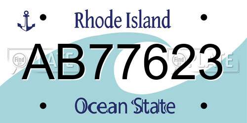 AB77623 Rhode Island License Plate
