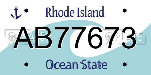 AB77673 Rhode Island License Plate