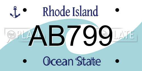 AB799 Rhode Island License Plate