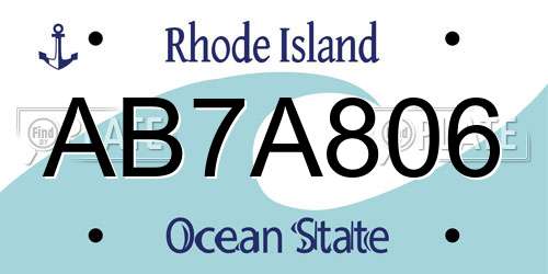AB7A806 Rhode Island License Plate