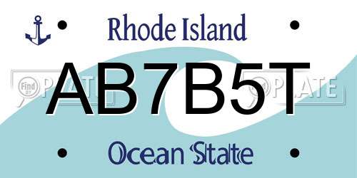 AB7B5T Rhode Island License Plate