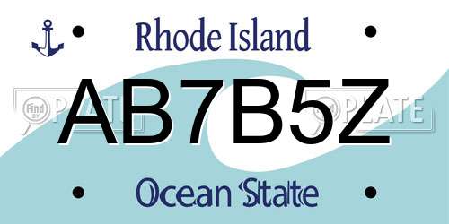 AB7B5Z Rhode Island License Plate