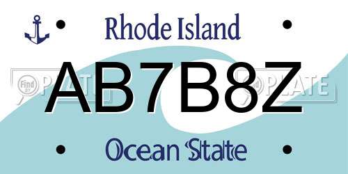 AB7B8Z Rhode Island License Plate