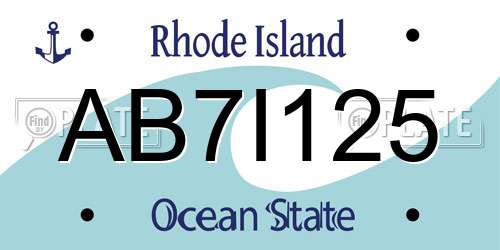 AB7I125 Rhode Island License Plate