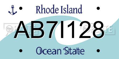 AB7I128 Rhode Island License Plate