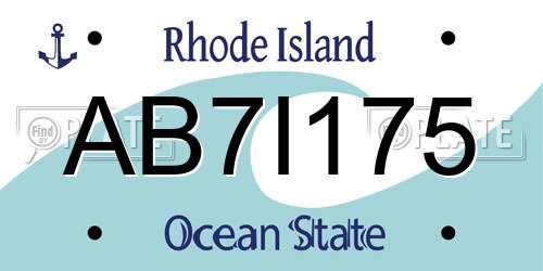 AB7I175 Rhode Island License Plate