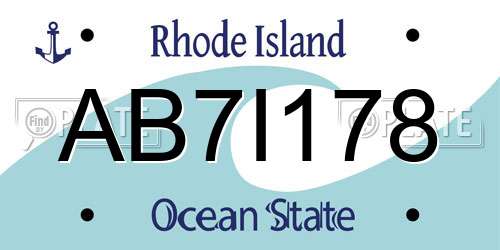 AB7I178 Rhode Island License Plate