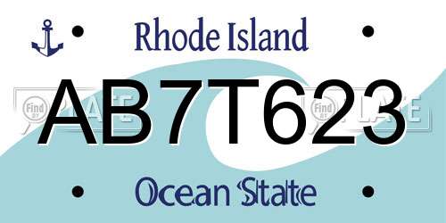 AB7T623 Rhode Island License Plate