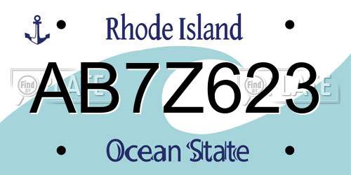 AB7Z623 Rhode Island License Plate