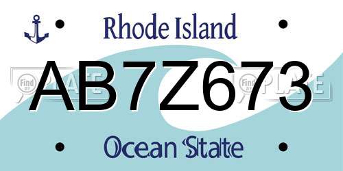 AB7Z673 Rhode Island License Plate