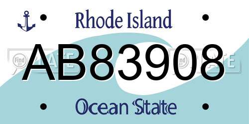 AB83908 Rhode Island License Plate