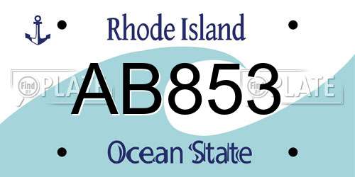 AB853 Rhode Island License Plate