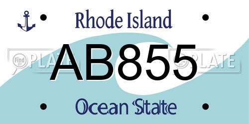 AB855 Rhode Island License Plate