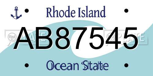 AB87545 Rhode Island License Plate