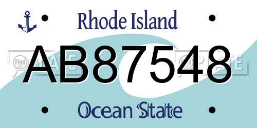 AB87548 Rhode Island License Plate