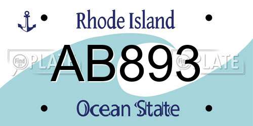 AB893 Rhode Island License Plate