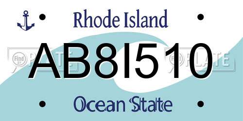 AB8I510 Rhode Island License Plate