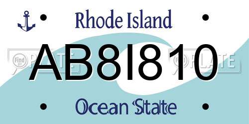 AB8I810 Rhode Island License Plate