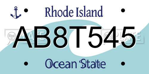 AB8T545 Rhode Island License Plate