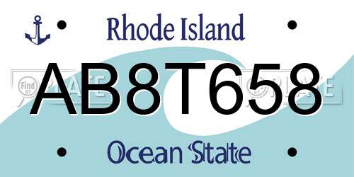 AB8T658 Rhode Island License Plate