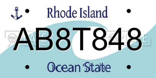 AB8T848 Rhode Island License Plate