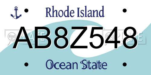 AB8Z548 Rhode Island License Plate