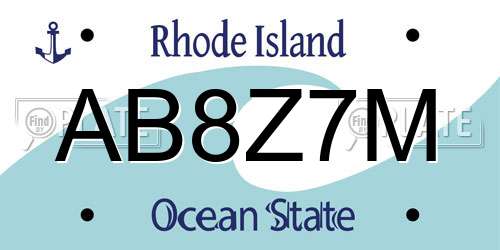 AB8Z7M Rhode Island License Plate