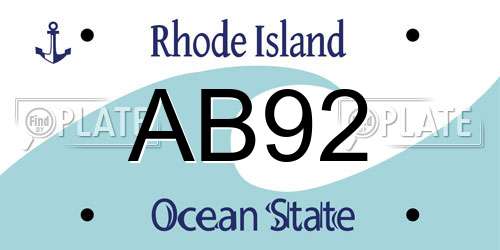 AB92 Rhode Island License Plate