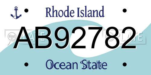 AB92782 Rhode Island License Plate