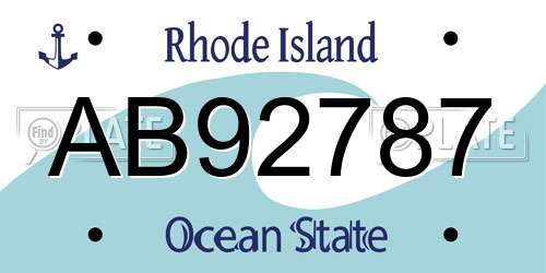 AB92787 Rhode Island License Plate