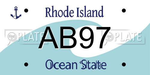 AB97 Rhode Island License Plate