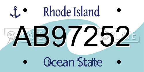 AB97252 Rhode Island License Plate