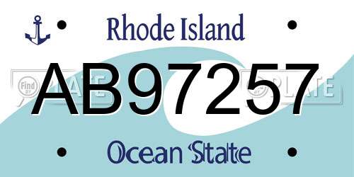 AB97257 Rhode Island License Plate