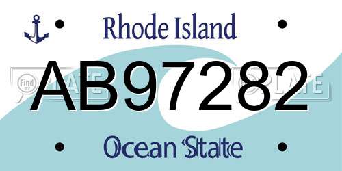 AB97282 Rhode Island License Plate