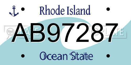 AB97287 Rhode Island License Plate