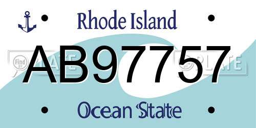 AB97757 Rhode Island License Plate