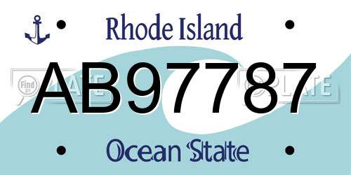 AB97787 Rhode Island License Plate