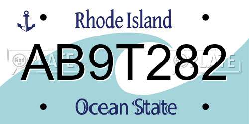 AB9T282 Rhode Island License Plate