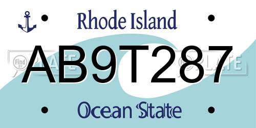 AB9T287 Rhode Island License Plate