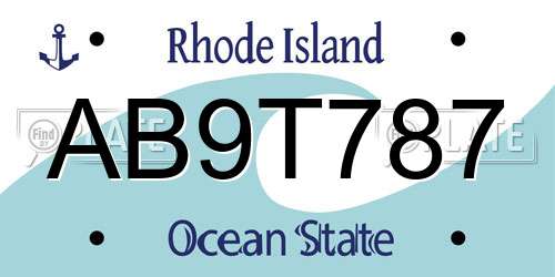 AB9T787 Rhode Island License Plate