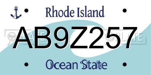 AB9Z257 Rhode Island License Plate