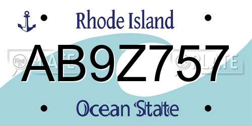 AB9Z757 Rhode Island License Plate