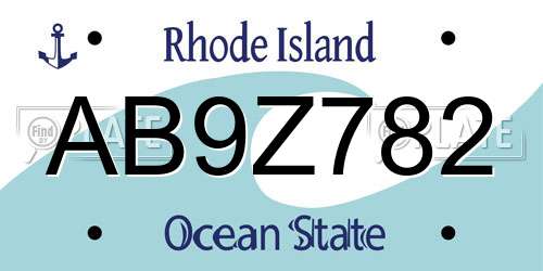 AB9Z782 Rhode Island License Plate
