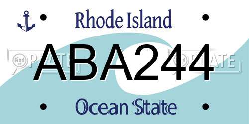 ABA244 Rhode Island License Plate