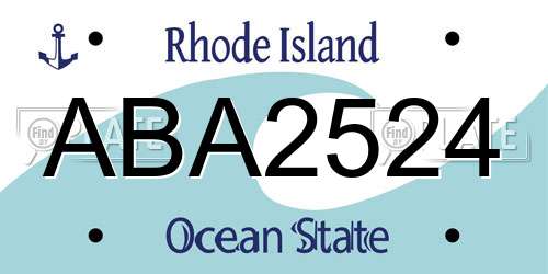 ABA2524 Rhode Island License Plate