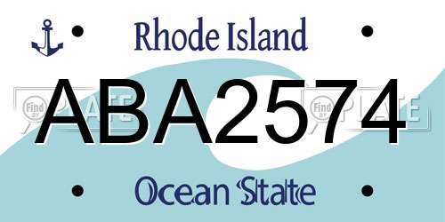 ABA2574 Rhode Island License Plate