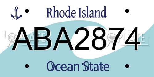ABA2874 Rhode Island License Plate